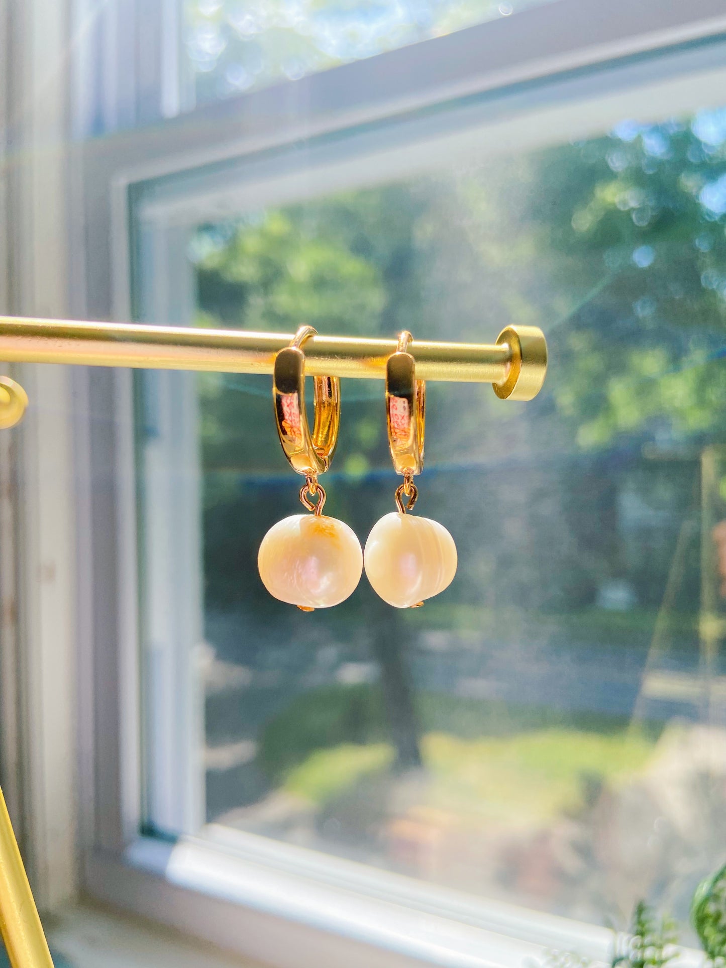Marina Gold Pearl Hoop Earrings