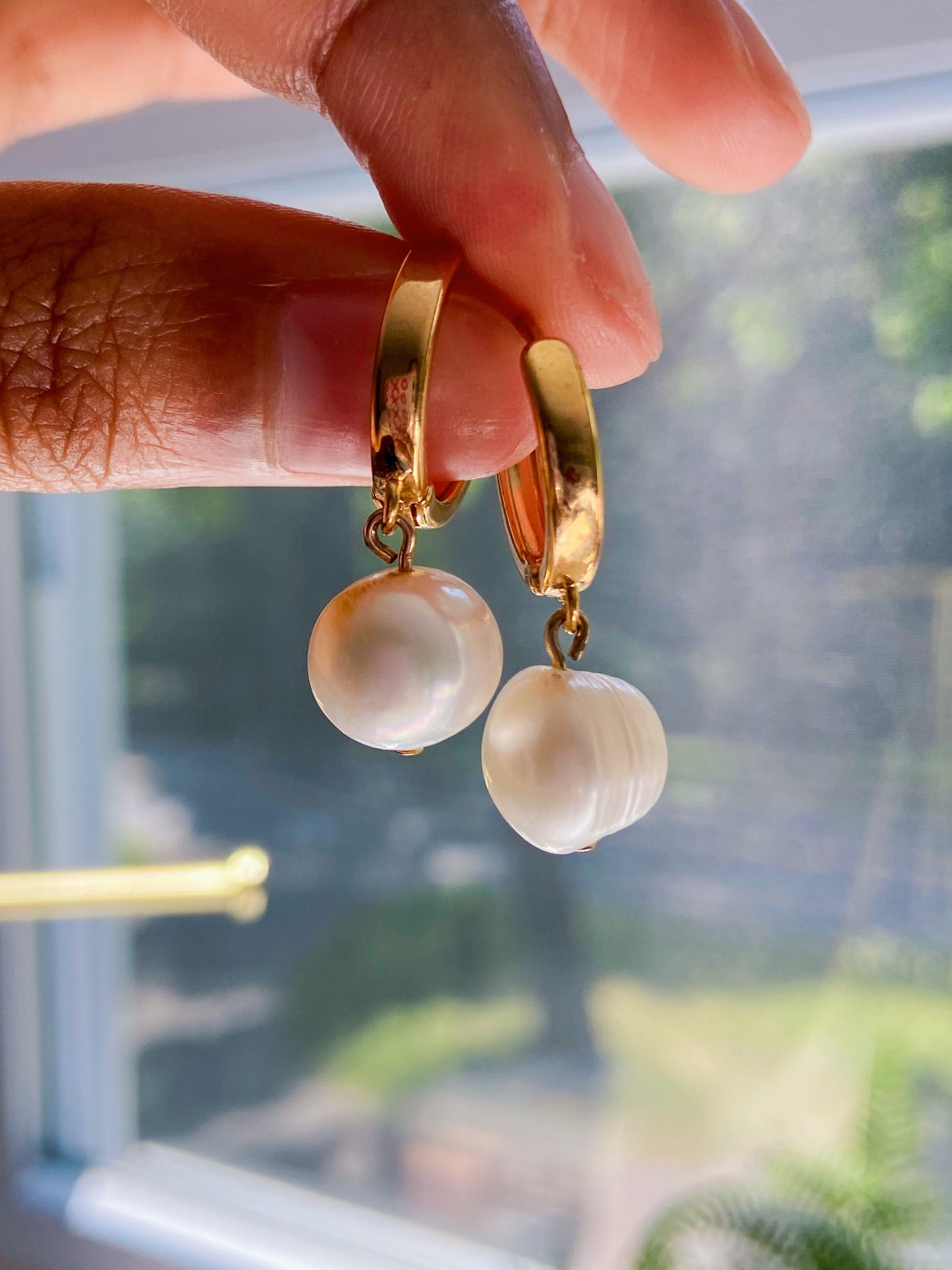 Marina Gold Pearl Hoop Earrings