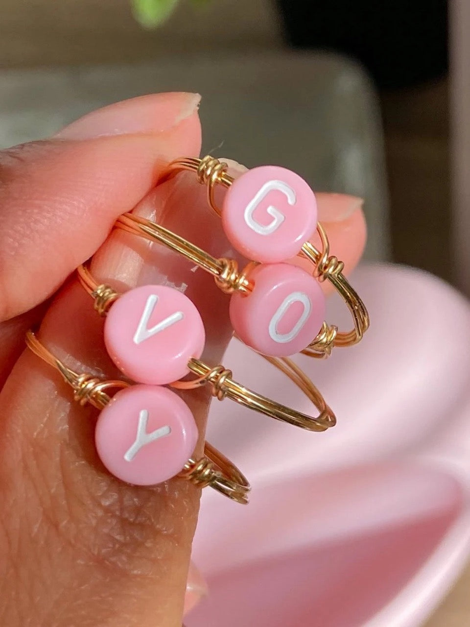 gold letter ring