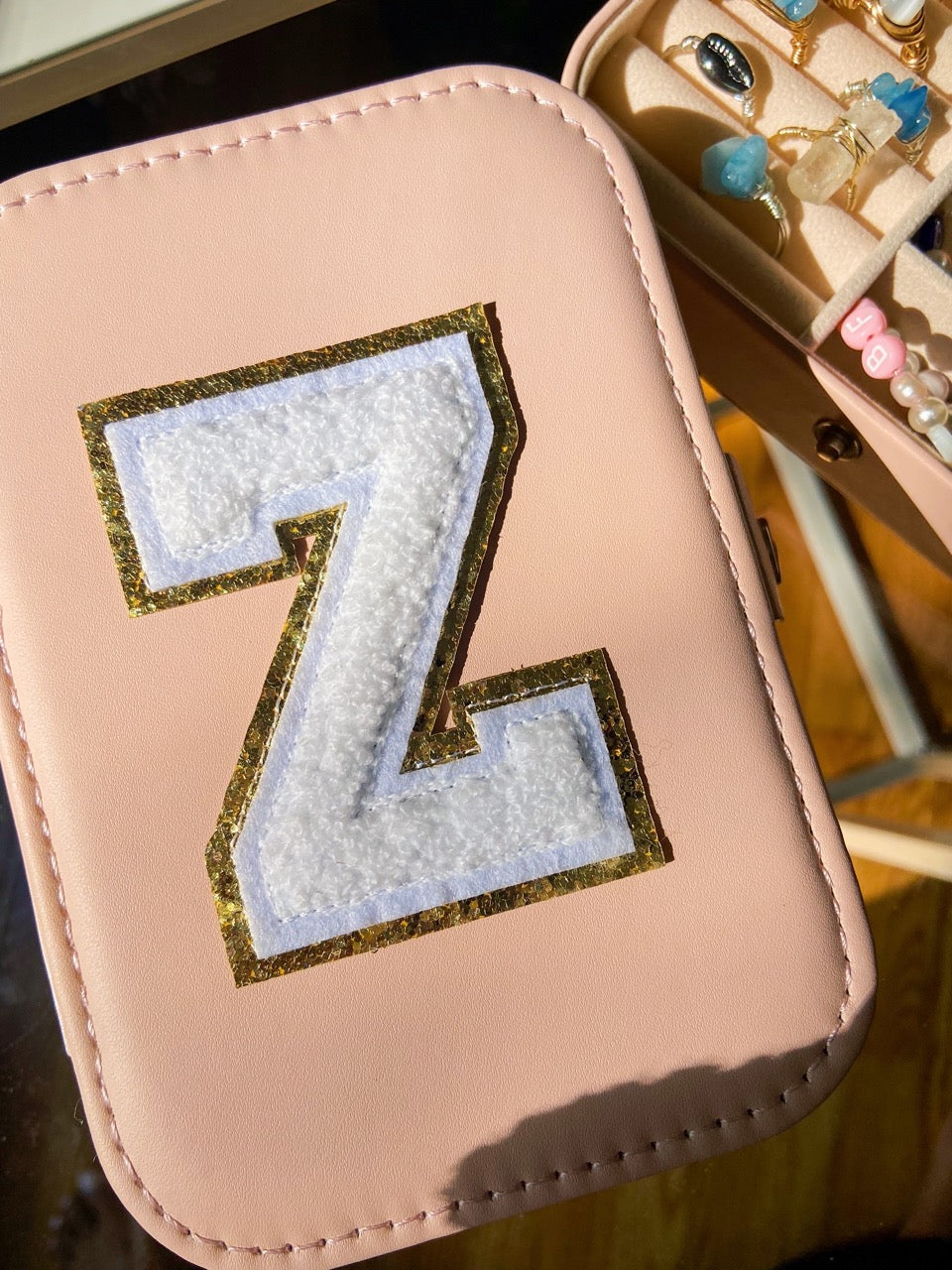 Pink Personalised Jewelry Travel Case