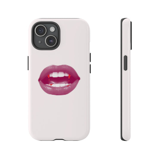 pink phone case with lips decal