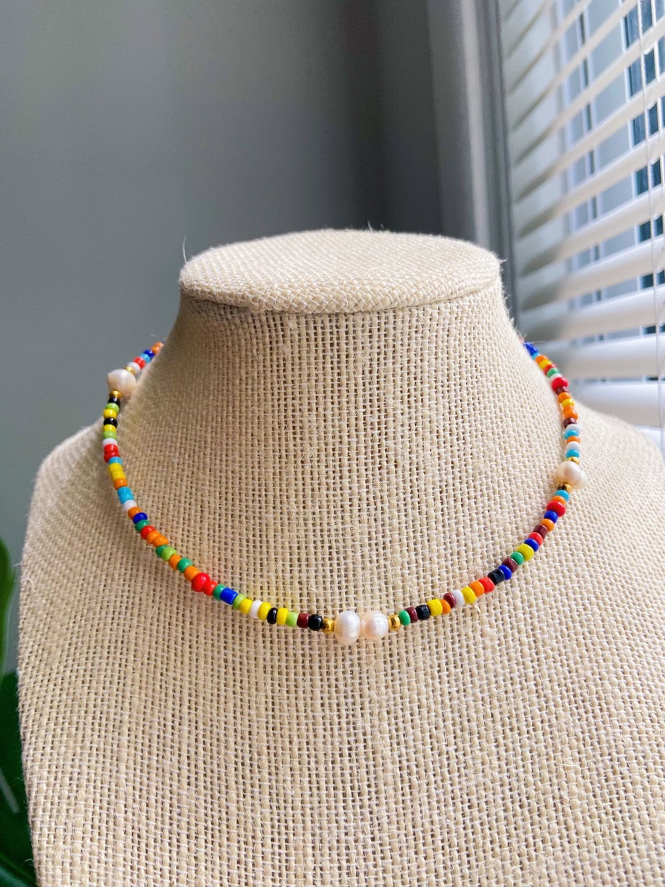 beaded multicolor choker necklace