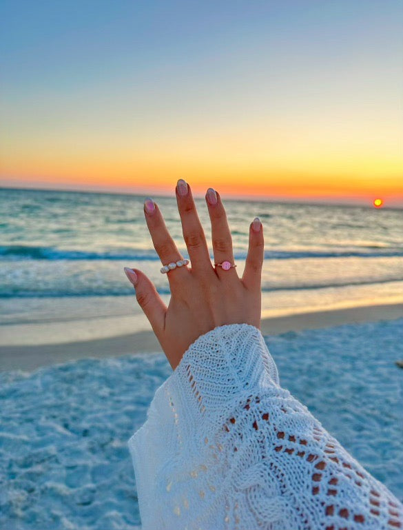 beaded pearl ring