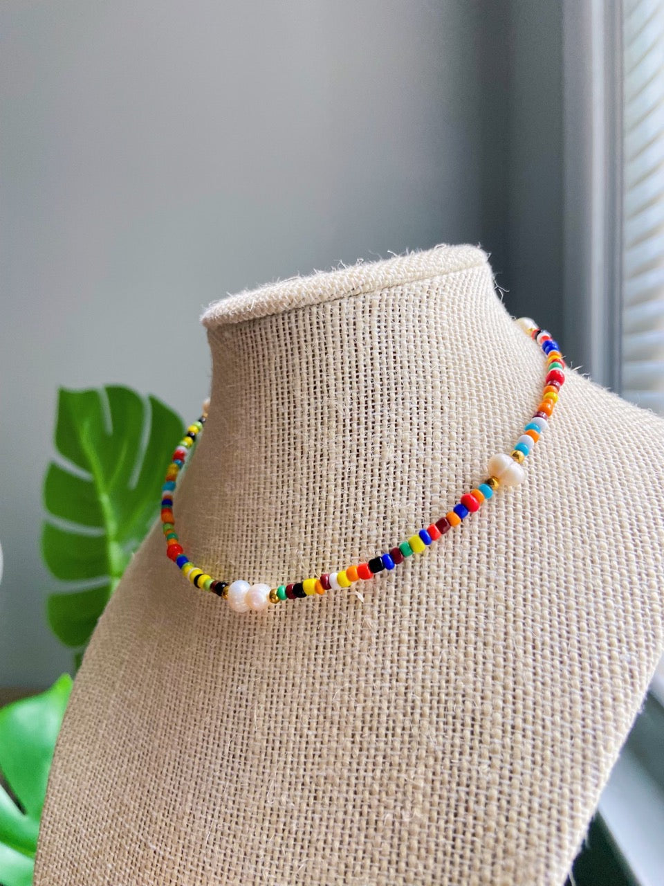 beaded rainbow necklce