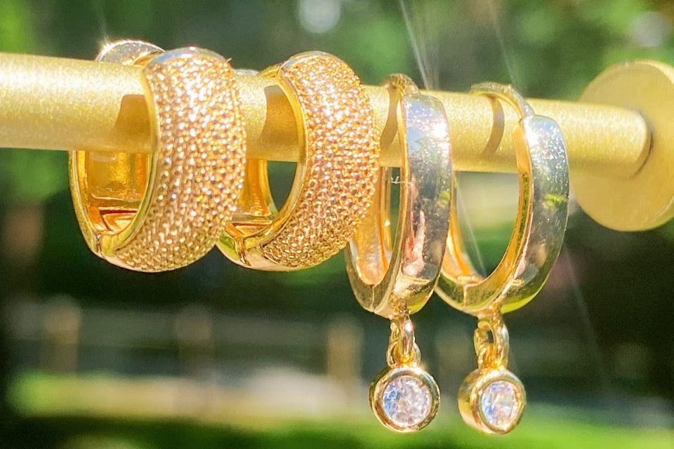 Unique 18k gold plated huggie hoop earrings from madebyzoe