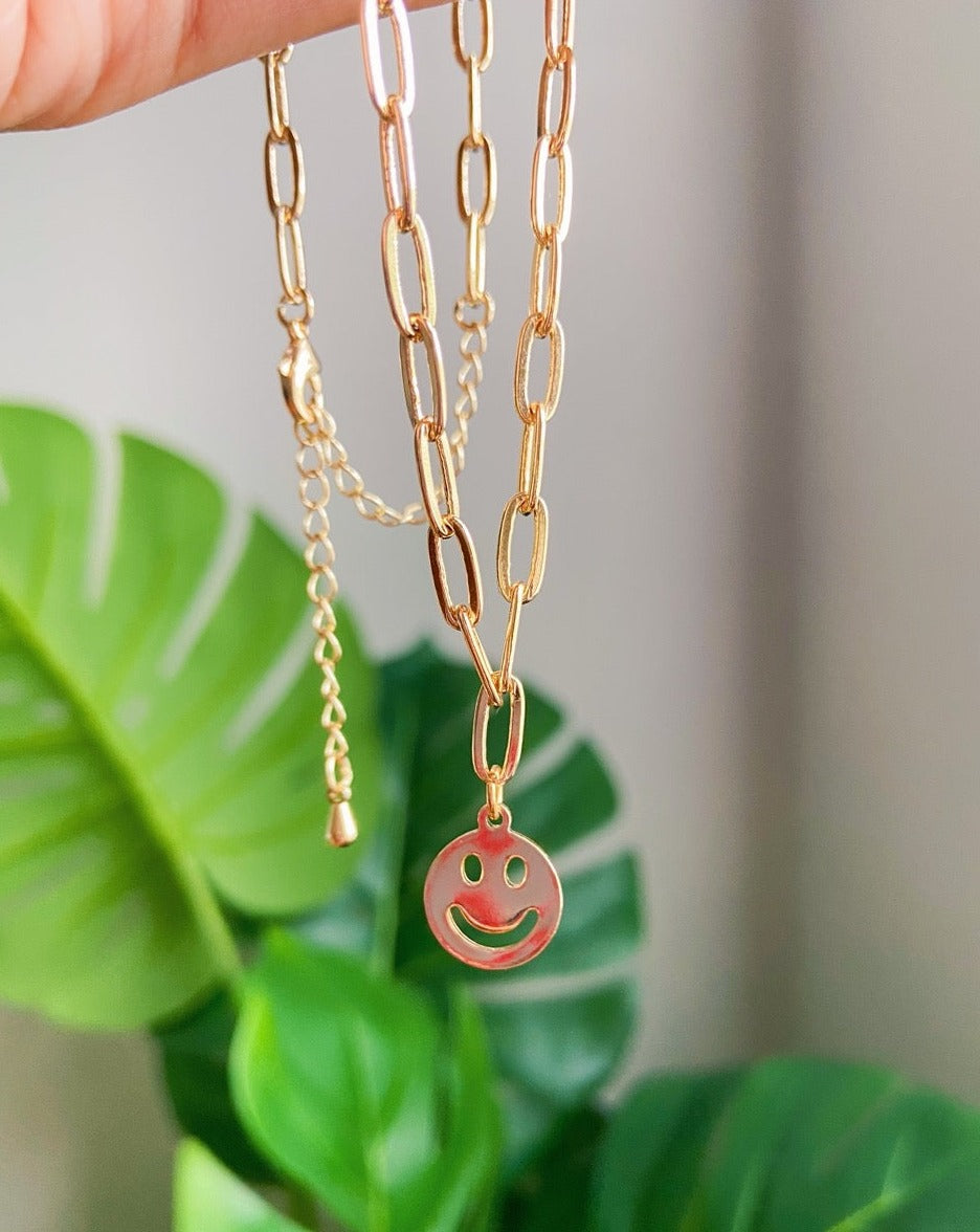 smiley face necklace for women