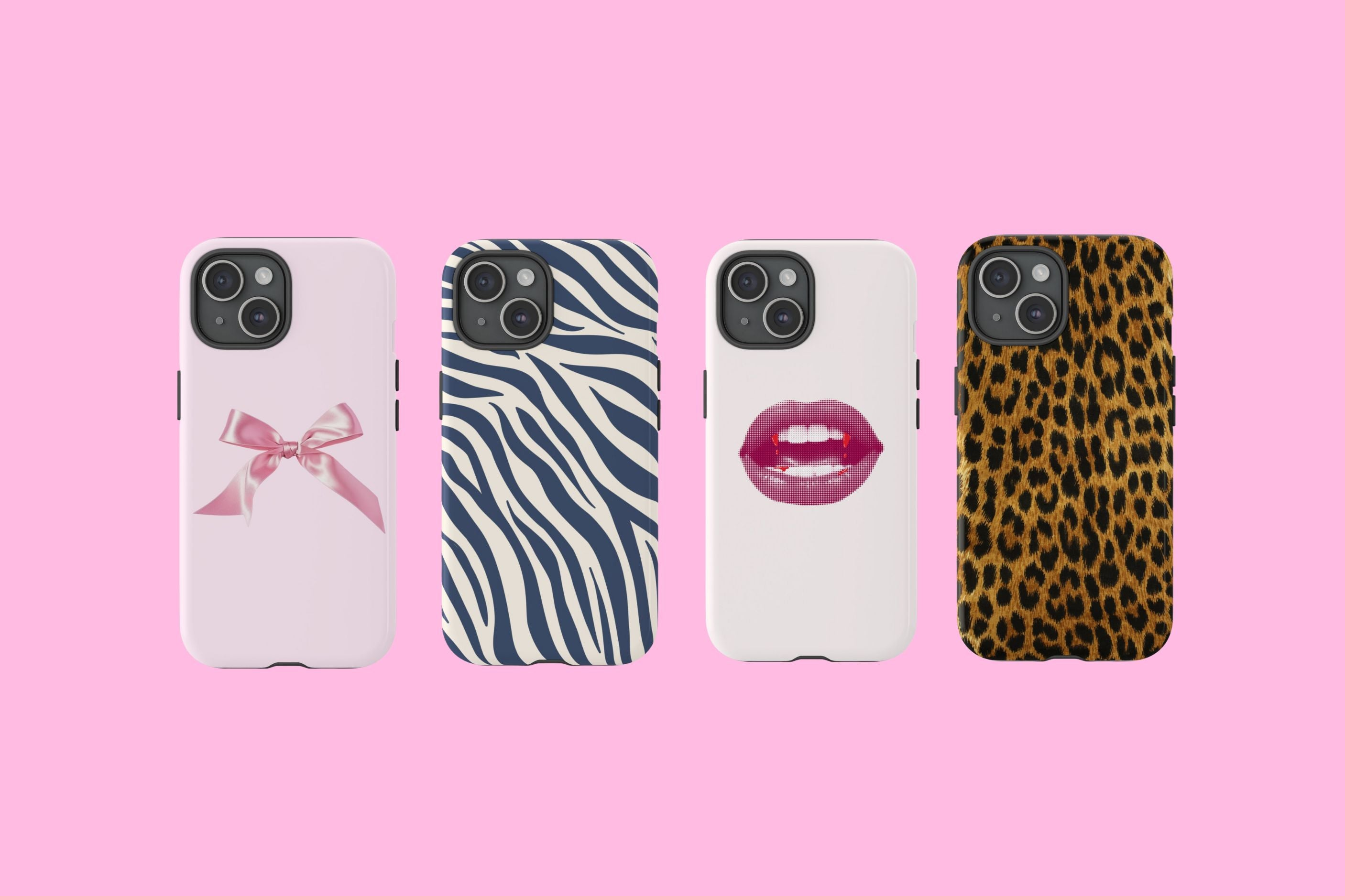 Tough Phone Cases with animal print patterns for iPhone 15 from MadeByZoe