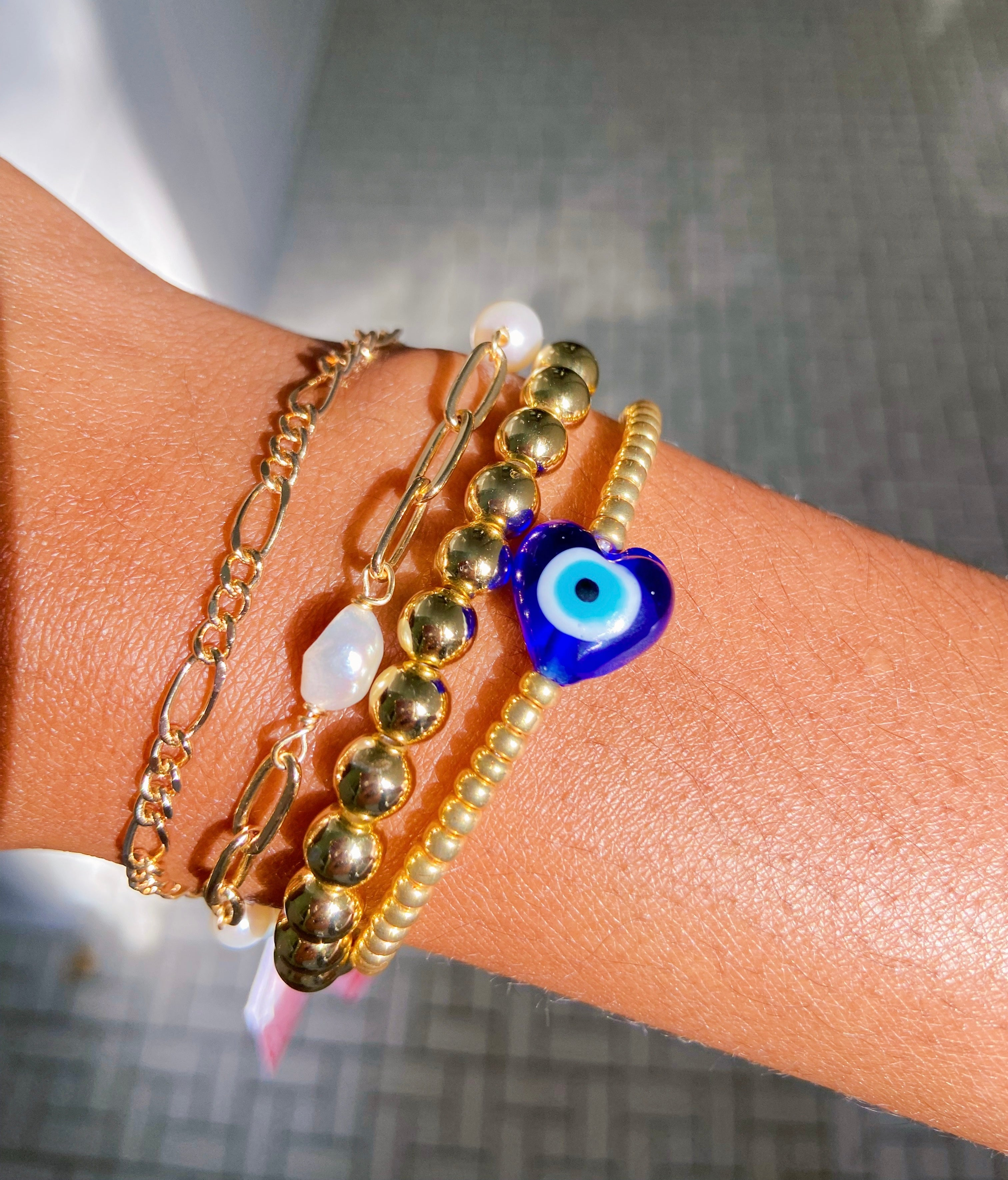 unique 18k gold plated evil eye bracelet set from MadeByZoe